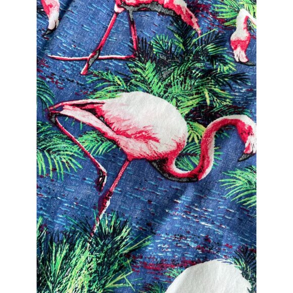 Carbon Flamingo Tropical Graphic Button-Up Shirt Large Short Sleeves Cotton - Picture 8 of 8